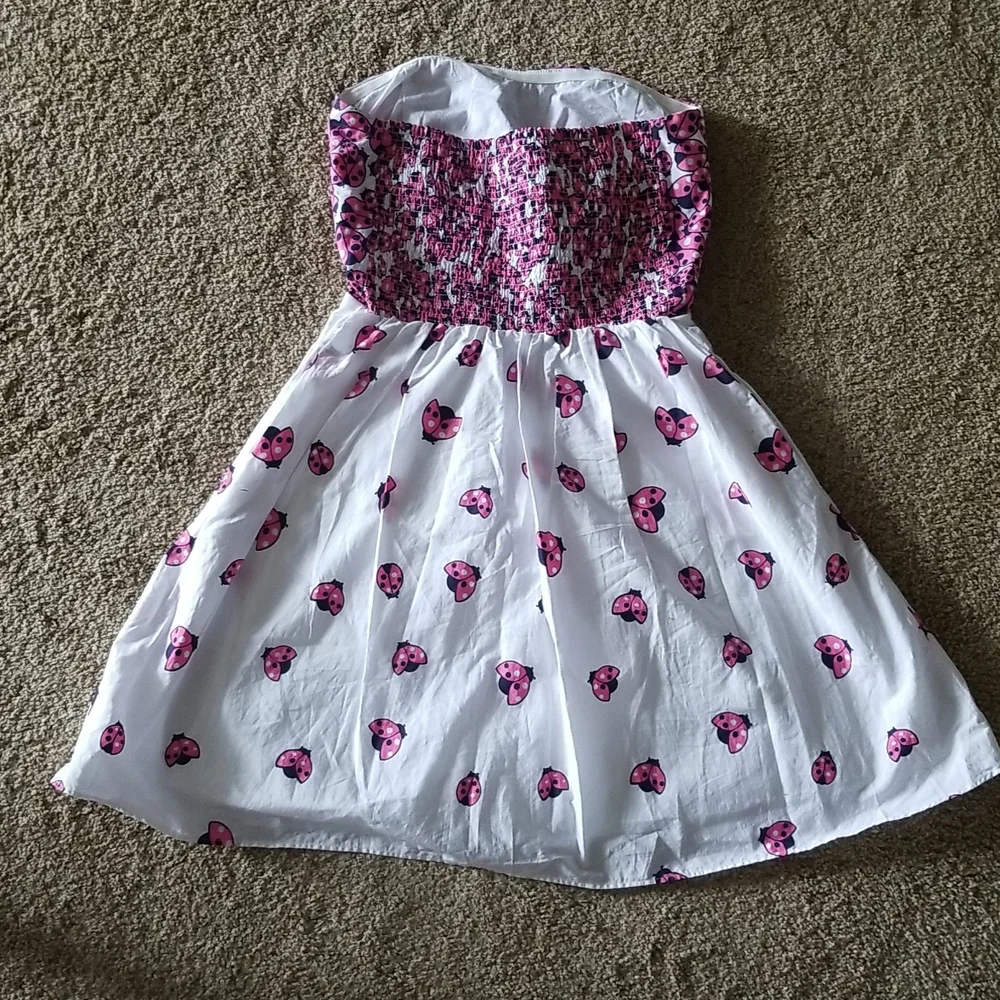 Lilly Pulitzer Felicity Resort White Ladybug Garden Strapless Dress SIZE 8 - Picture 4 of 7